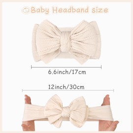 6 Pcs Super Stretchy Soft Handmade Headbands with Double Bows Head Wrap Nylon Hair Accessories For Newborn Baby Girls Infant Toddlers Kids(Pink)