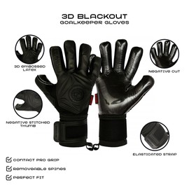 GK Saver Football Goalkeeper Gloves Professional 3D Blackout Goalie Savefingers Gloves (3D Black NF 7)