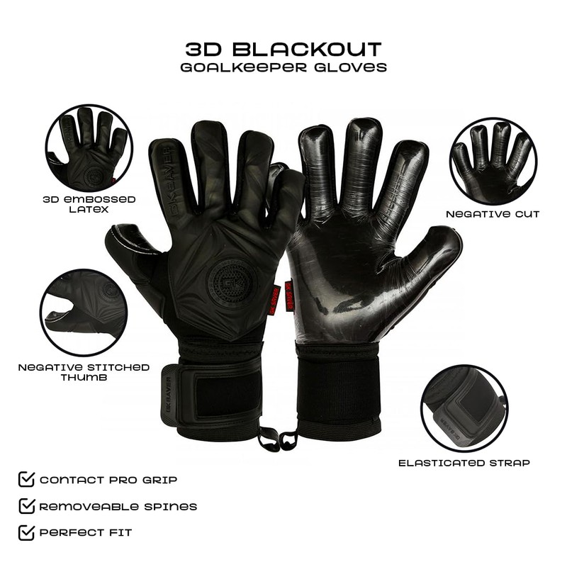 GK Saver Football Goalkeeper Gloves Professional 3D Blackout Goalie Savefingers