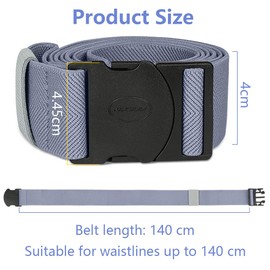 Aucuu Men's Work Belt, 110 cm/140 cm Belt, Nylon Canvas Belt, Tactical Belt, No Metal Buckle, Suitable for Work and Travel, Quick Pass Through Airport Security, #2 Grey, 110