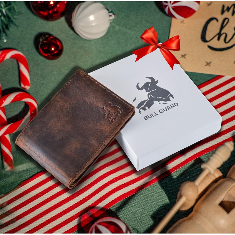 Men's Leather Wallet with RFID Blocking 2 ID Windows in