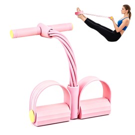Pedal Resistance Bands With Handle, 6 Tube Pedal Resistance Band(Pink)