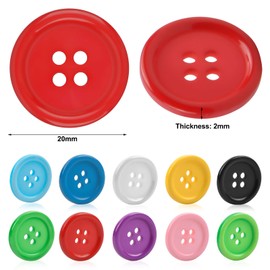 Pack of 100 Colourful Resin Buttons 20 mm, 4-Hole Plastic Buttons for Crafts, Sewing, DIY Crafts and Scrapbooking, Round Resin Buttons, Colourful Mixed Buttons for Crafts for Baby Clothing and