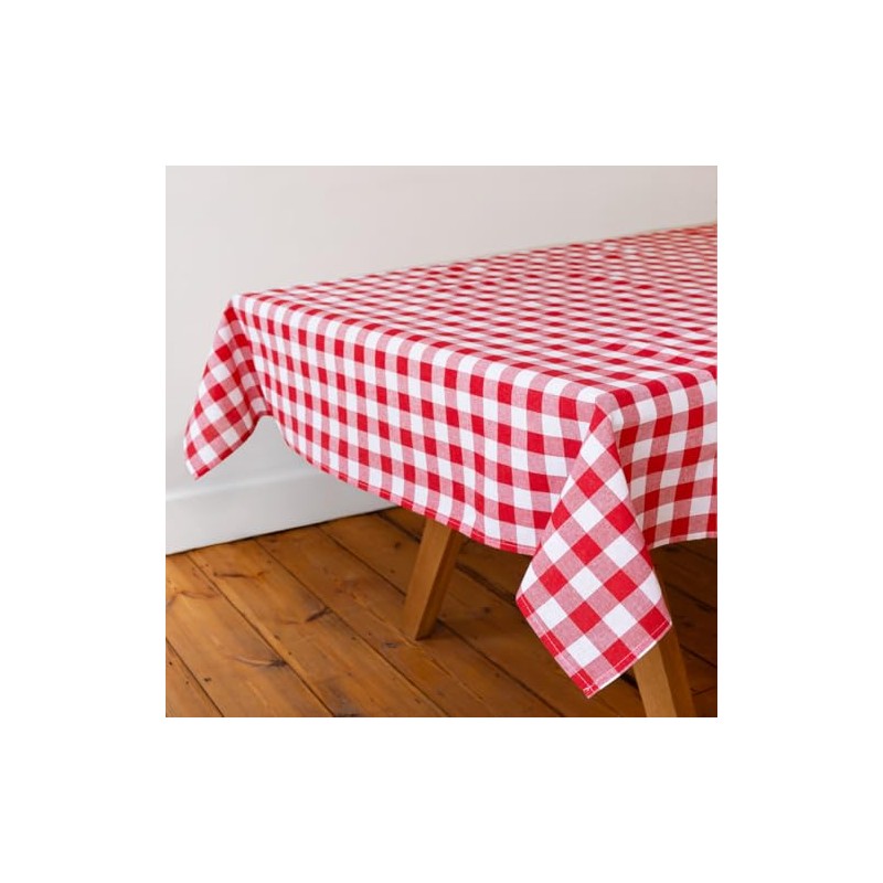 Talking Tables Fabric Large Red Checkered Gingham Tablecloth Recycled Cotton