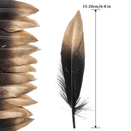 50pcs Dipped Gold & Silver Goose Feathers 6-8 inch Natural Feather for a Variety of Crafts and Apparel (Gold&Black)