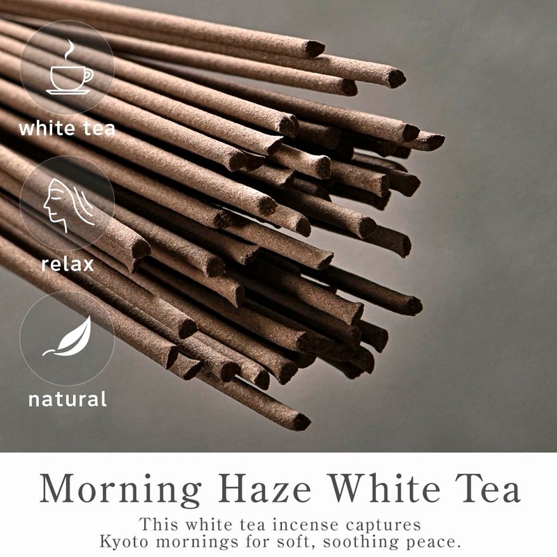 Kyoto White Tea Incense Sticks - Japanese Temple Aroma, Ideal