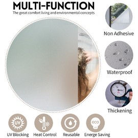 KESPEN Window Privacy Film Frosted Glass Heat Control UV Blocking Privacy Window Film for Glass Windows Static Cling Non-Adhesive Door Coverings Decals for Bathroom Home Office, 23.6 Inch X 6.5 Feet