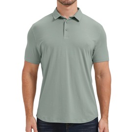 netdraw Mens Ultra Soft Bamboo Viscose Polo Curved Hem UPF 50+ Casual Collared Golf Shirt, Sage, 3X-Large