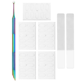 1 Stück Nutikelschieber, 5 Sandpapierstücke, 2 Stücke Nano-Schlupfstreifen, Metallschätzchen Nagelhaut, Maniküre-Werkzeugset Set