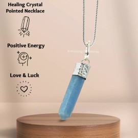 amazing gemstones Angelite Cap Pencil Necklace Pendant