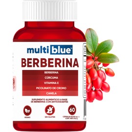 MULTIBLUE Berberine Complex with Turmeric, Cinnamon & Chromium - Cardiovascular Support Supplement, Gluten-Free & Vegan, 60 Capsules
