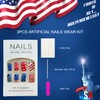 Tyuimhx 4th of July Press on Nails Medium Square Fake
