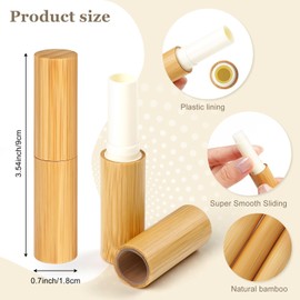 Empty Lipstick Plastic Lipstick Sleeves with Bamboo Bowl, MERYSAN 5 ml Refillable Empty Lip Balm Sleeves DIY Lip Balm Tubes Container Homemade Lip Balm, Pack of 12, white, Nourishing Pens & Lip Balm