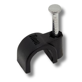 Lumonic 100 x Nail Clips 7 mm for Cable Black - Cable Clamp with 18 mm Nail e.g. for Attaching to the Wall - Cable Clamps Various Sizes 4-14
