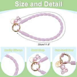uxcell Silicone Crystal Lanyard, 33cm(13") Phone Wrist Strap Lanyard Keychain Office Wrist Strap with Clasp and Bear for Women Phone ID Card, Keys Strap (Purple)