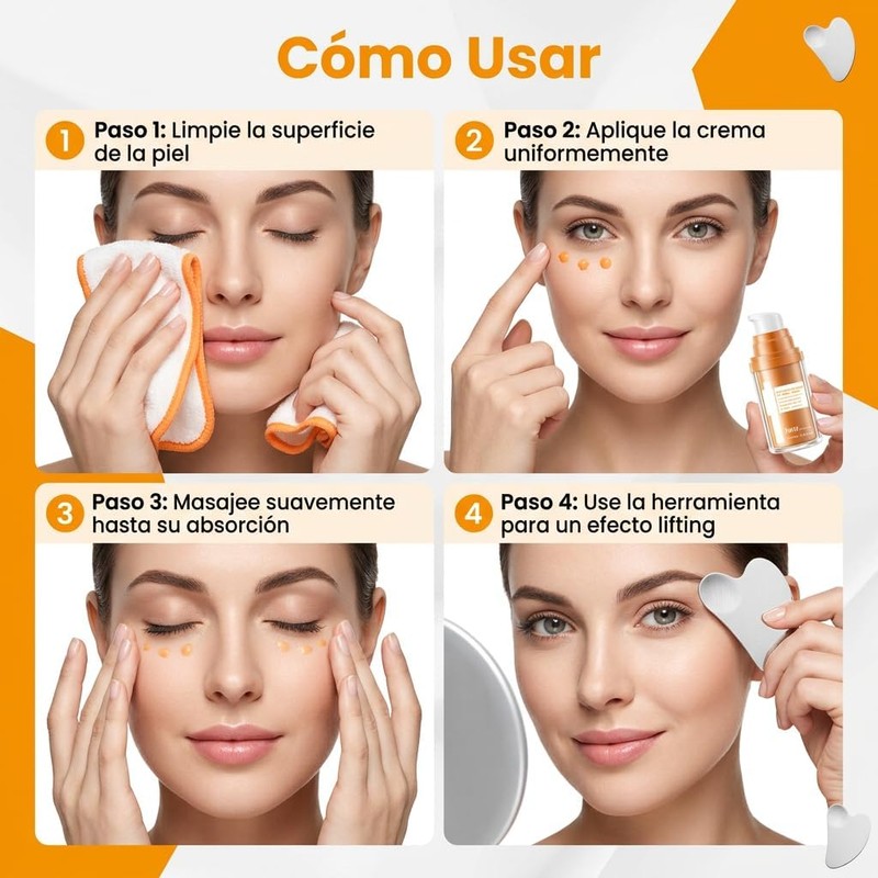 2Pcs Crema Contorno De Ojos Y Herramienta Facial GuaSha