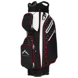 14 Way Golf Cart Bag Featuring Full-Length Divider Top and Multiple Pockets, Golf Bag for Men with Handles and Rain Cover - Color: Black-White