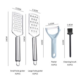 2 Stainless Steel Graters, 1 Peeler with 1 Cleaning Brush, Practical Kitchen Tools, Peeling Tools for Vegetables and Fruits, Suitable for Kitchens, Restaurants, Hotels