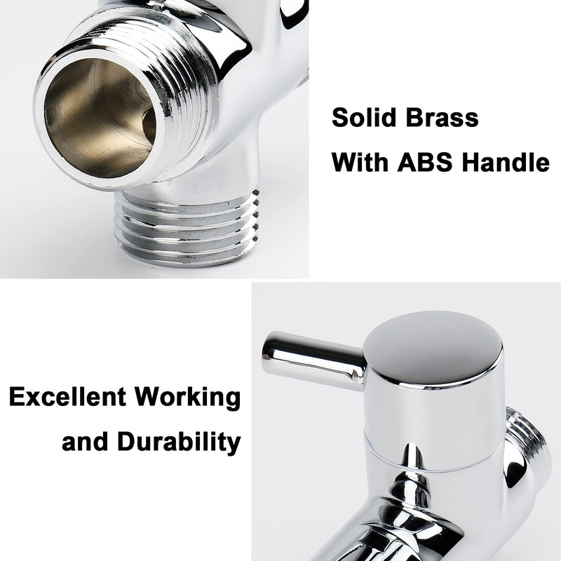 NearMoon Solid Brass G1/2" Shower Arm All Metal Universal 3-Way