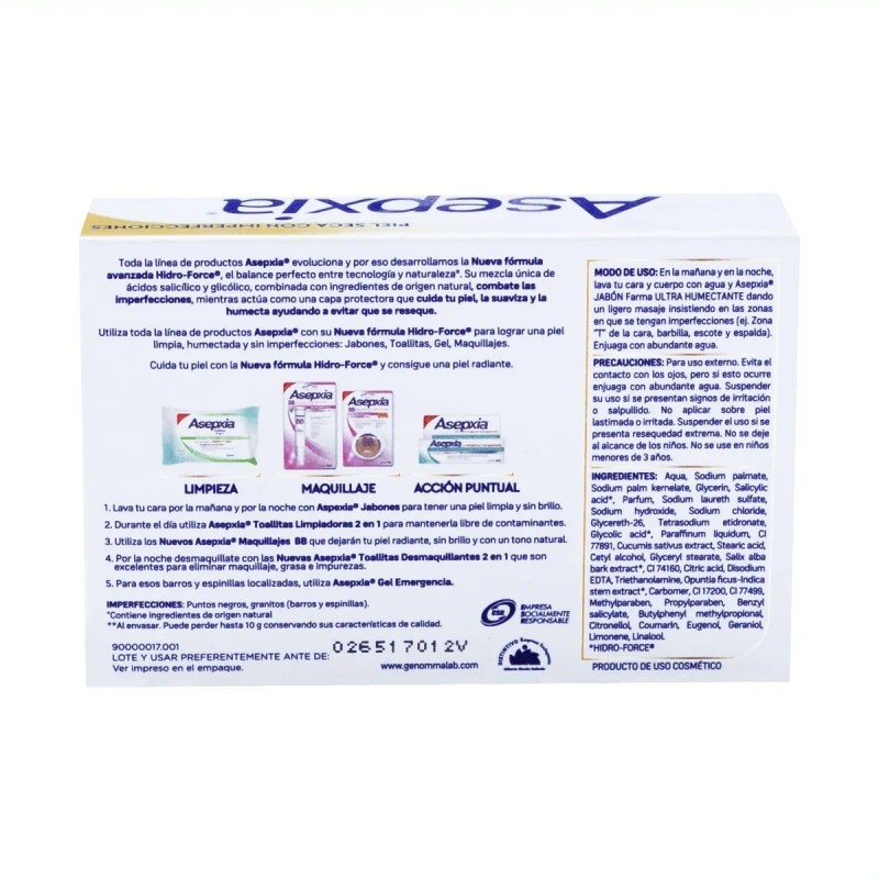 Asepxia Jabón Farma Ultra Humectante Barra 100g