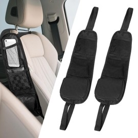 AONAYO Pack of 2 Car Seat Organiser, Car Organiser, Car Storage, Passenger Seat Organiser, Foldable Car Seat Side Organiser for Trucks, Vans, Suv, Black