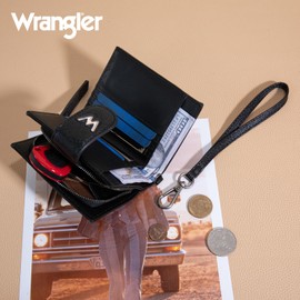Montana West X Wrangler Wallet for Women Bifold Small Wallet RFID Blocking Ladies Wristlet Wallets with Zipper Coin Pocket