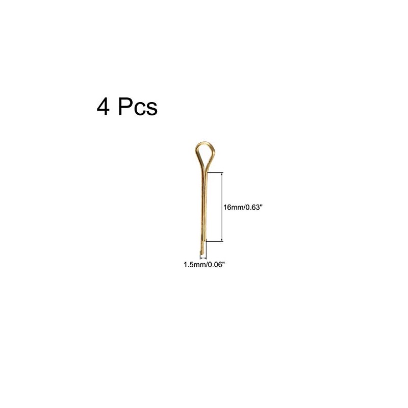 sourcing map Split Cotter Pin - 1.5mm x 16mm (1/16