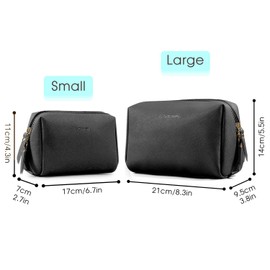 Narwey PU Leather Makeup Bag Travel Cosmetic Bag Toiletry Organizer Make up Bag with Compartments for Women and Girls (Large, Black)