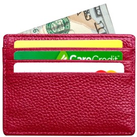 Tapp Collections RFID Protect Slim Minimalist Pocket Leather Wallet Card Holder - Red