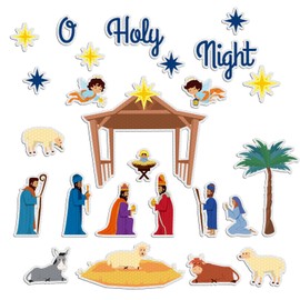 26 Pcs Nativity Manger Scene Magnet Decal Set Magnetic Nativity Car Christmas Decorations Christmas Car Refrigerator Nativity Scene Magnets for Kids Educational Learning Activities Door (Cute)