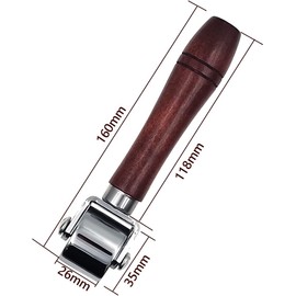 Leather Press Roller, Leather Glue Edges Laminating Roller with Wooden Handle, Seam Hand Pressure Roller Glue Laminating Rolling Tool for Leathercrafting Working (26mm)