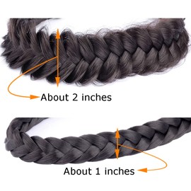DIGUAN Messy Wide 2 Strands Fishtail Synthetic Hair Braided Headband Hairpiece for Women Girls Beauty Brides Hair Accessory Combination (Deep Brown)