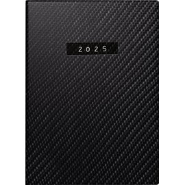 rido/idé Pocket Diary Model Technik II (2025) "Carbon", 1 Page = 2 Days, A6, 304 Pages, Faux Leather Cover, Flexible, Black