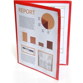StoreSMART - Red Plastic Four Pocket Presentation Folders - 50-Pack - PRES4-R-50