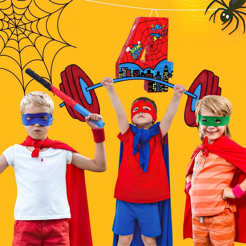 Capoda Number 4 Spider Piñata Bundle with Blindfold and Stick
