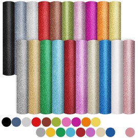 DIYASY 20PCS Glitter Faux Leather Sheets, 8.26 x 11.8 Inch Faux Leather Fabric Sheets A4 PU Faux Leather Sheets for DIY Crafts, Jewelry Making, Sewing, Craft Making