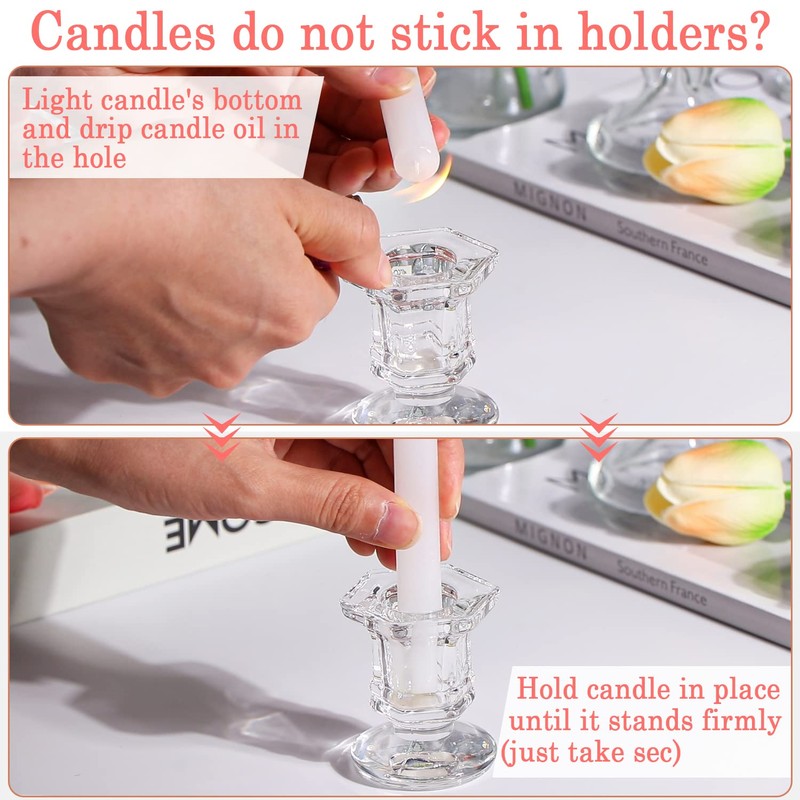 Lanttu Candlestick Holders Bulk, 12 Pcs Glass Candle Holders Set