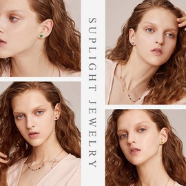 Suplight August Birthstone Earrings, Dainty Cute Peridot Crystal Screw Back Earrings 925 Sterling Silver Hypoallergenic Heart Stud Earrings for Women Teen Girls