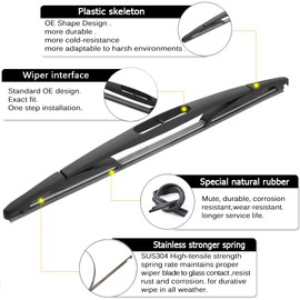 AUTOBOO 24"+22" Windshield Wipers with 12" Rear Wiper Blade Replacement for Ford Flex 2009 2010 2011 2012 2013 2014 2015 2016 2017 2018 2019 -Original Factory Quality (Pack of 3)