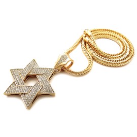 GWOOD Star of David Pendant with 24 Inch Franco Necklace