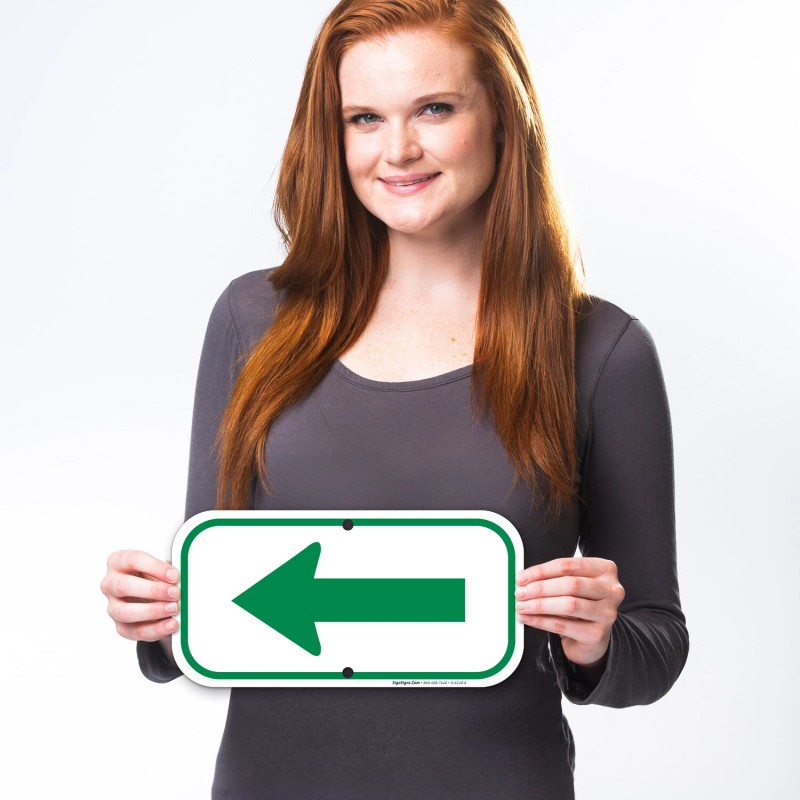 Sigo Signs Left Side Green Arrow Sign, - 6x12