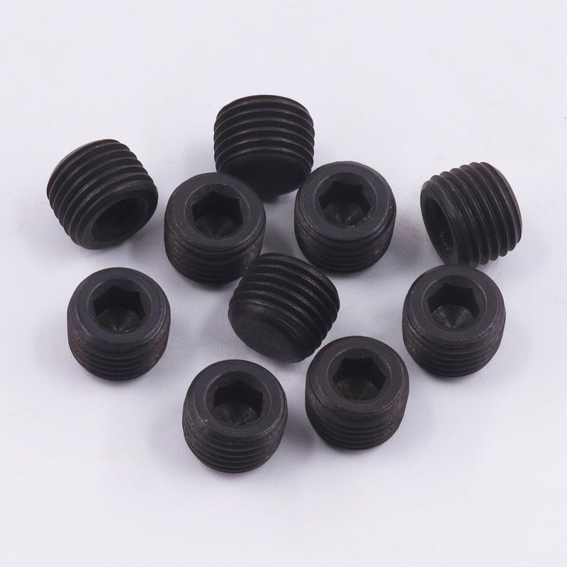 Glarks 10Pcs Carbon Steel 1/4'' Pipe Plug Fitting