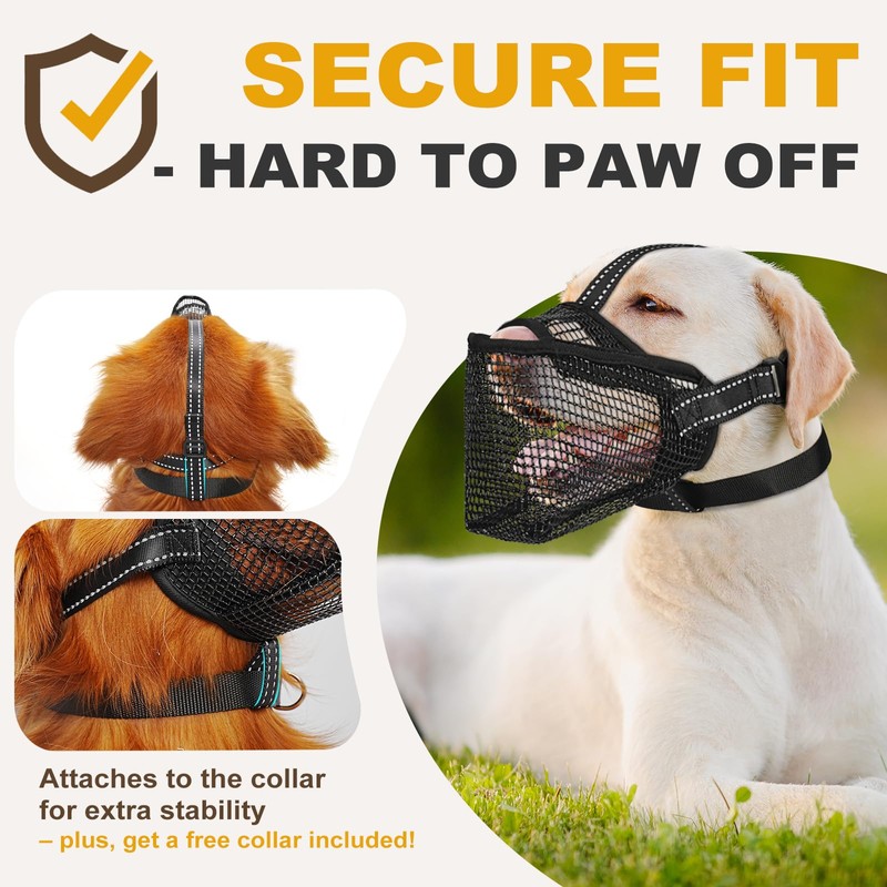 Pawfun Mesh Dog Muzzle, Breathable Soft Dog Muzzle with 3