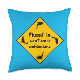 Caution - Fluent in Sentence Enhancers Throw Pillow