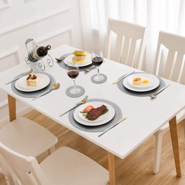 Pauwer Round Washable Place Mats and Coasters Set of 6, Braided Heat Resistant Table Mats Washable Non-Slip Place Mats for Dining Room, Kitchen, Wedding, Party