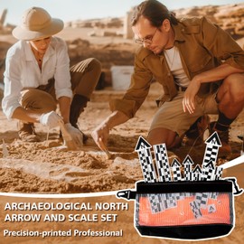 Maitys 12 Pack Archaeological North Arrow and Scale Set, Geology Photography Professional Measuring Scale Ruler with Case Archaeological Excavation Photo Reference Ruler for Artifact Documentation