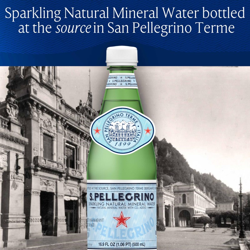 S.Pellegrino Sparkling Natural Mineral Water, Plastic Bottles, 16.9 Fl Oz