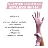 Guantes De Nitrilo Metálicos Uniseal Antideslizantes C/100pz Color Rosa Talla