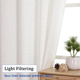 Chyhomenyc Bennet Curtains 45 Inch Length 2 Panels, Faux Linen Textured Semi Sheer Light Filtering Soft Airy Rod Pocket Window Treatment Drapes for Living Room Bedroom, 30Wx45L Inch, 2 PCS, Natural