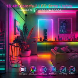 VISDOLL WS2812B IC RGB Individually Addressable LED Strip Light 16.4FT/5M 300LEDs, 5050SMD 60Pixels/M Flexible Lamp IP67 Black PCB Light, Full Color DC5V (Power Supply & Controller Not Included)